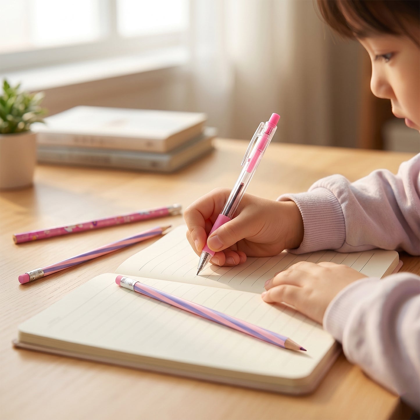 7-in-1 Cute Pink Stationery Kit for Kids - Includes Pen, Pencil, Notebook & More - Happy Price - Image 6