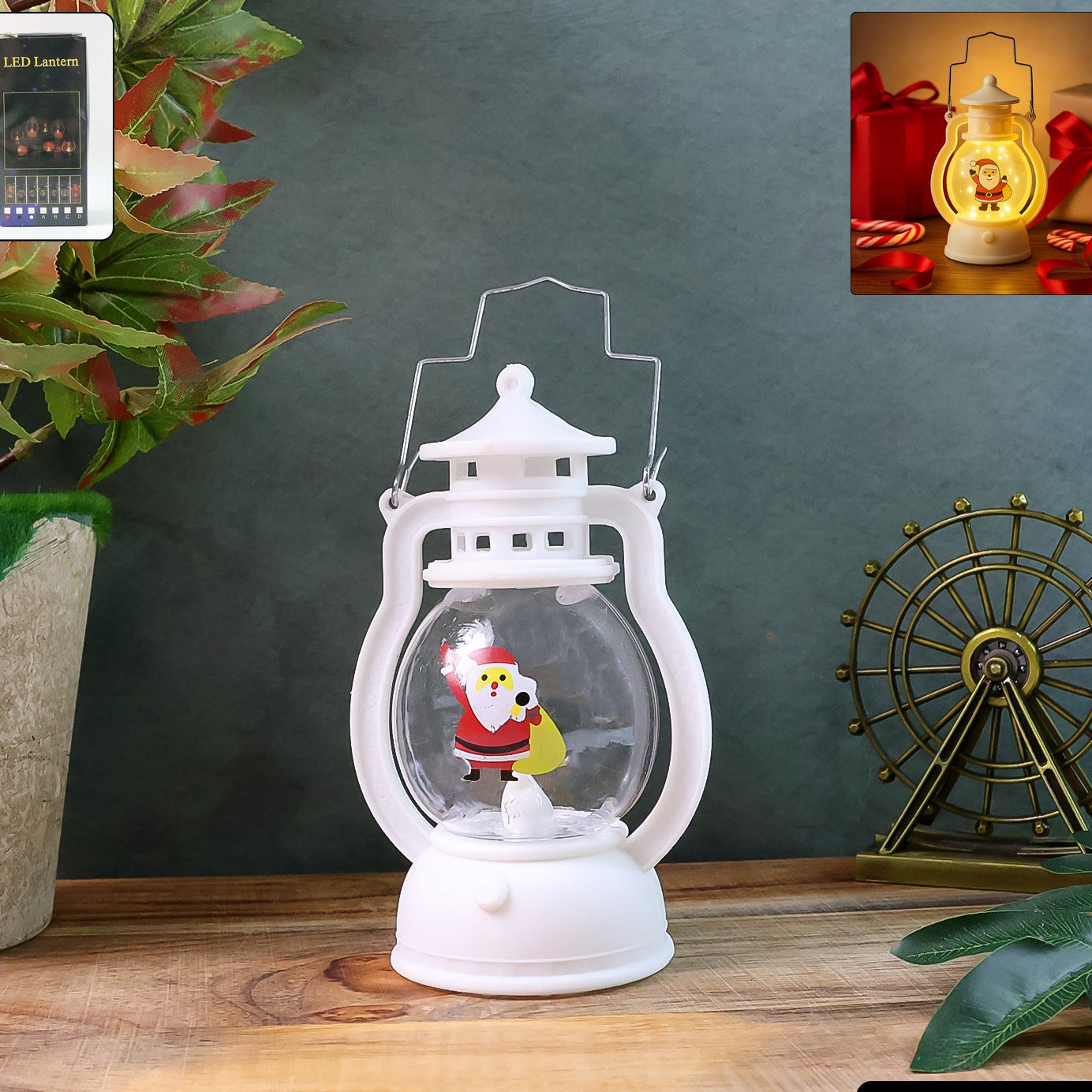 Mini LED Santa Lantern with Handle - Festive Decorative Light (1 Pc) - Happy Price - Image 1