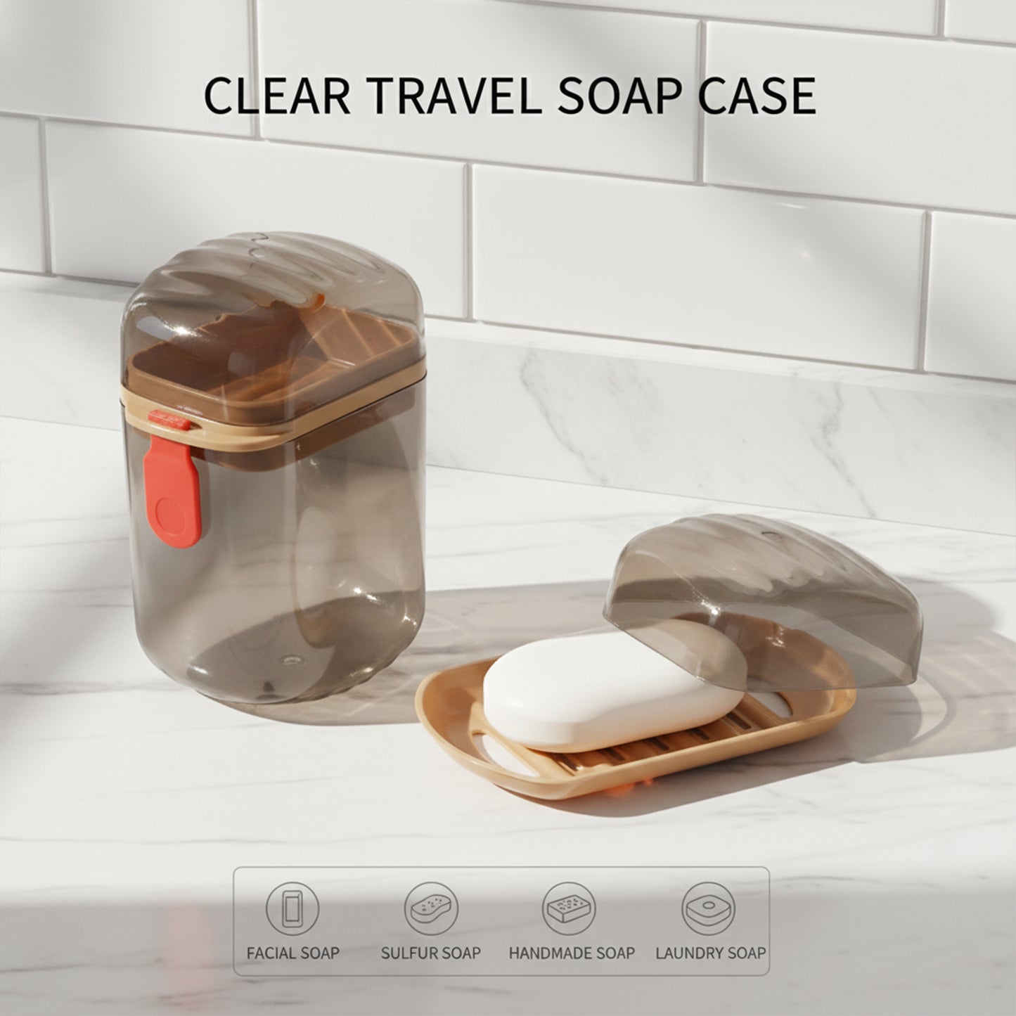 Plastic Soap Case with Drain Tray and Lid - Hygienic Bathroom Soap Holder - Happy Price - Image 5