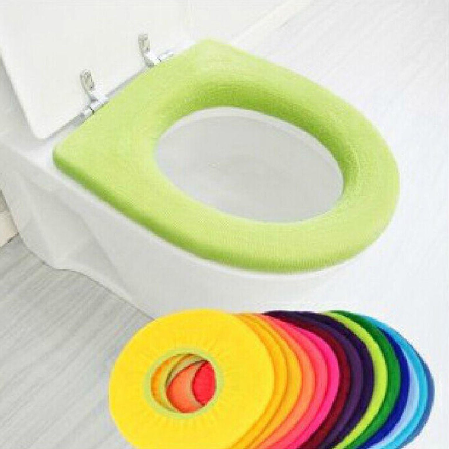 4768 Bathroom Soft Thicker Warmer Stretchable Washable Cloth Toilet Seat Cover Pads (1pc) - Happy Price - Image 2