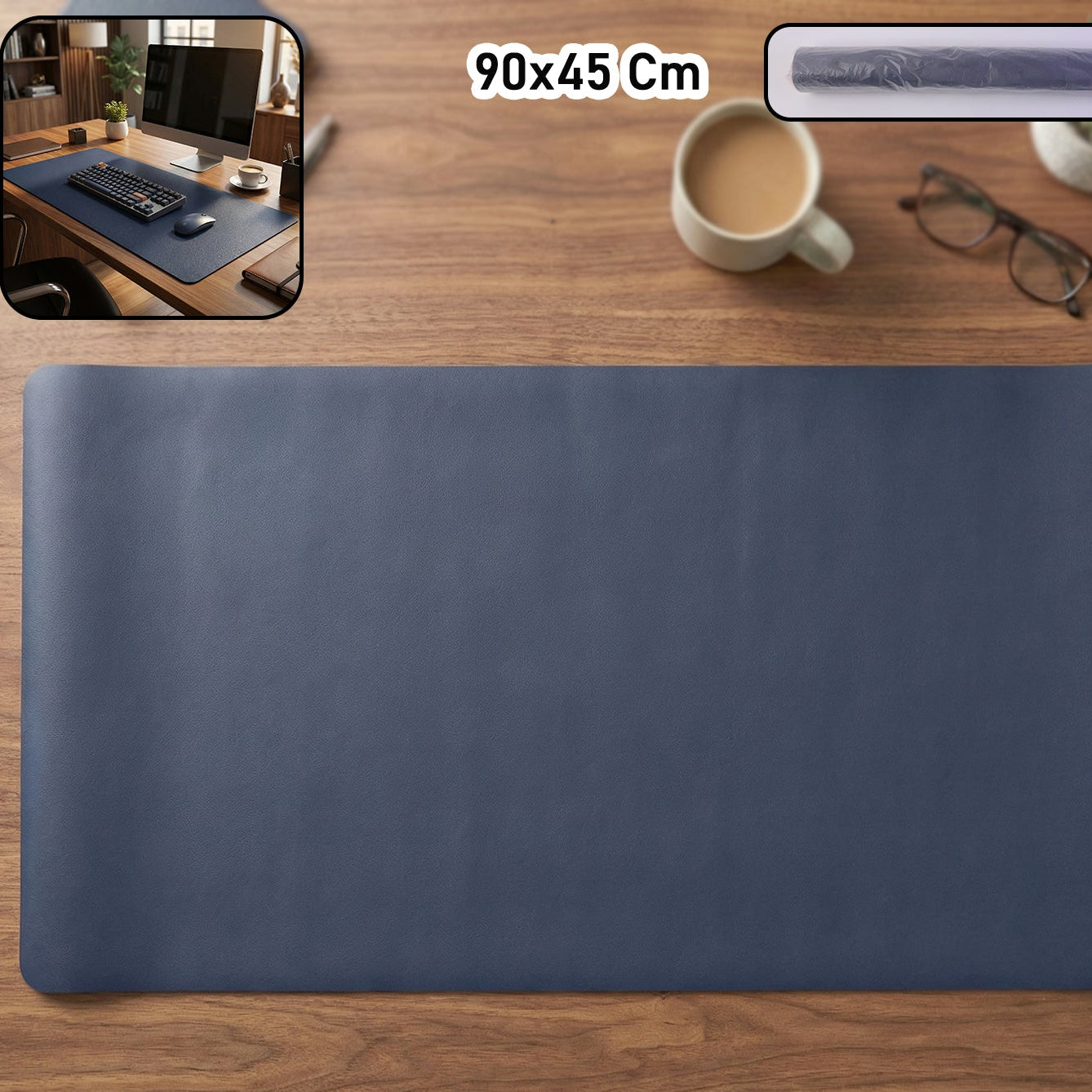 Premium Leather Finish Large Desk Mat Mouse Pad (1 Pc 90x45 Cm)