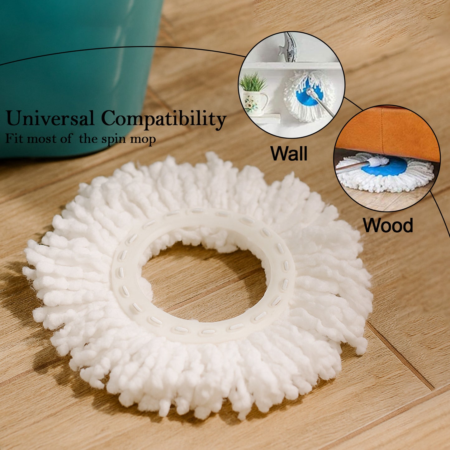 Microfiber Spin Mop Head Refills - 5 Piece Set for 360° Cleaning - Happy Price - Image 6