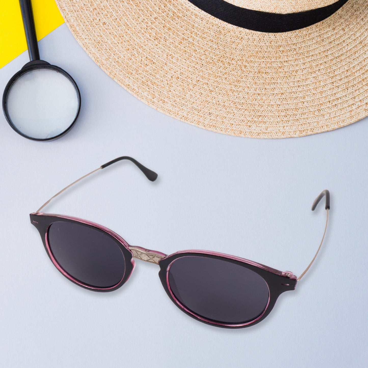 Pink Uv Protected Round Sunglasses Classic Sunglasses For Men  Women Lightweight - Happy Price - Image 5