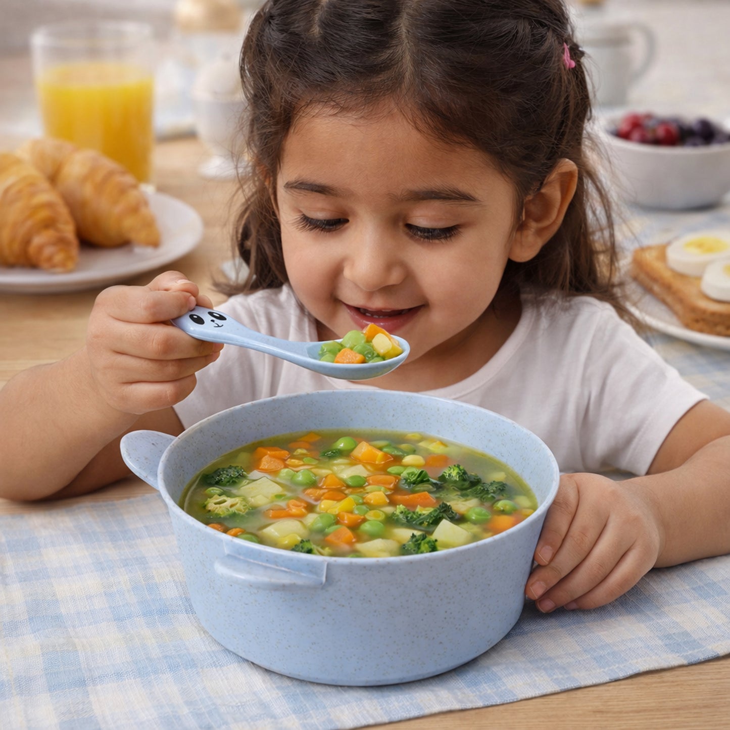 Wheat Straw Kids Bowl with Spoon Set (240ml, 1 Set) - Happy Price - Image 6