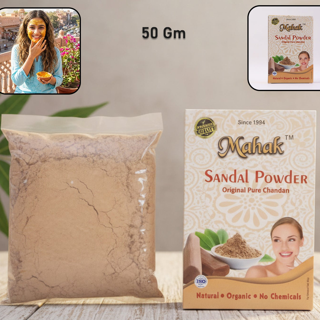 Pure Sandalwood Powder for Face Packs & Cooling Skincare - 50 gm - Happy Price - Image 1