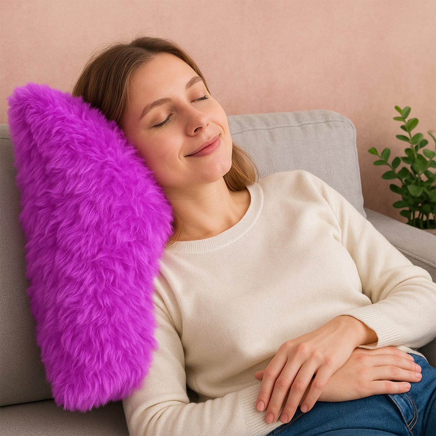 Super Soft Faux Fur Cushion Pillow (1 Pc) - Plush Decorative Throw for Sofa & Bed - Happy Price - Image 6