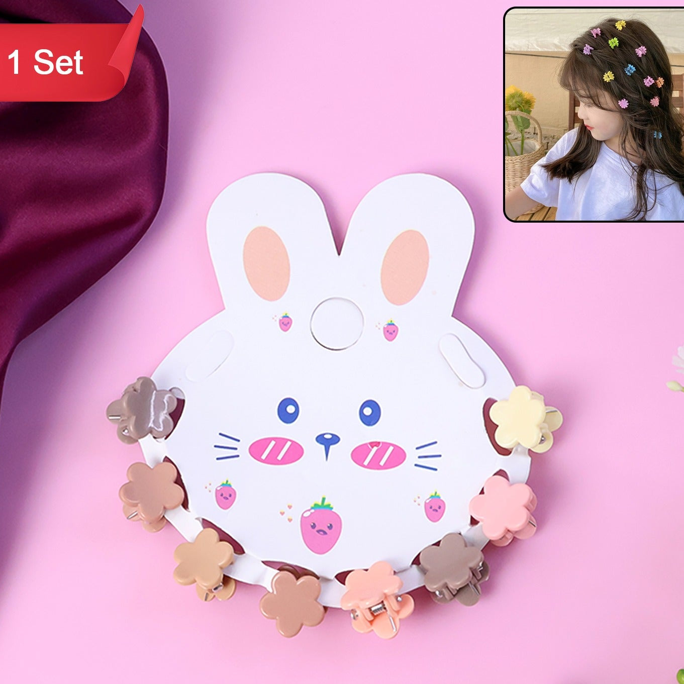 Cute Flower Mini Hair Claw Clips for Kids - 1 Set - Happy Price - Image 1
