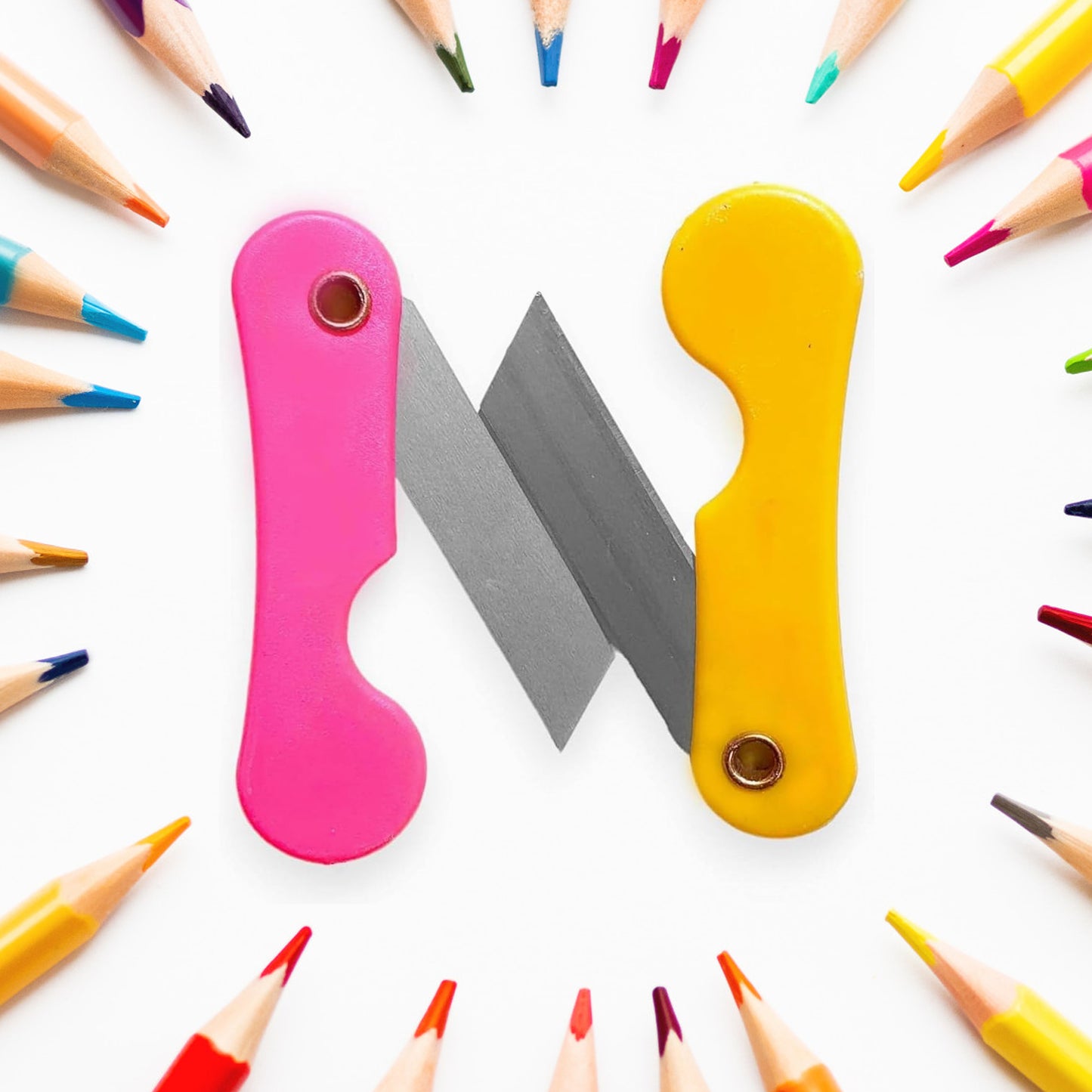 Multicolour Mini Paper Cutter Knife Pencil Knife (Pack Of 12) - Happy Price - Image 3