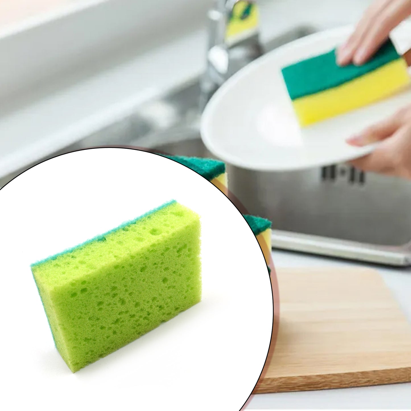 Multi-purpose Medium 2 In 1 Color Scratch Scrub Sponges Sponge Wear Resistance Dish Washing Tool High Friction Resistance Furniture For Refrigerator Sofa For Kitchen Household (1 Pc) - Happy Price - Image 3