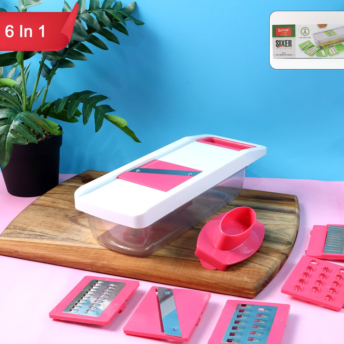 6-in-1 Vegetable Cutter and Grater Set with Container - Happy Price - Image 1