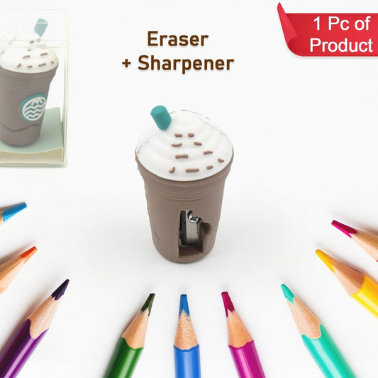 2in1 3d Cute Coffee Or Ice Cream Shape Sharpner Like Rotary Manual Pencil Sharpener For Kids  Ice Cream Style Office School Supplies Back To School Gift For Studentskids Educational Stationary Kit Bday Return Gift