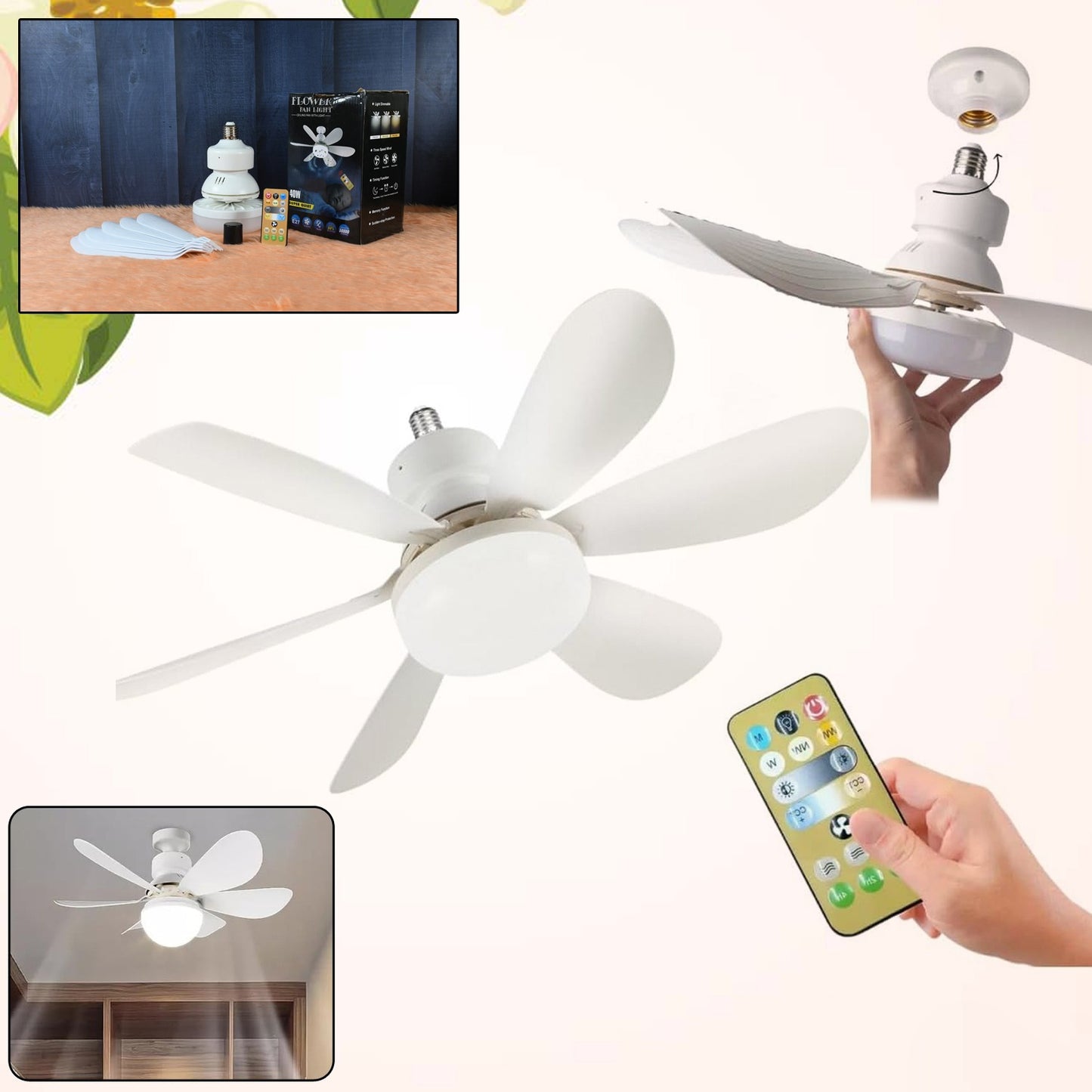 40W LED Ceiling Fan with Remote Control - 3 Speeds, 3 Light Modes - Happy Price - Image 2