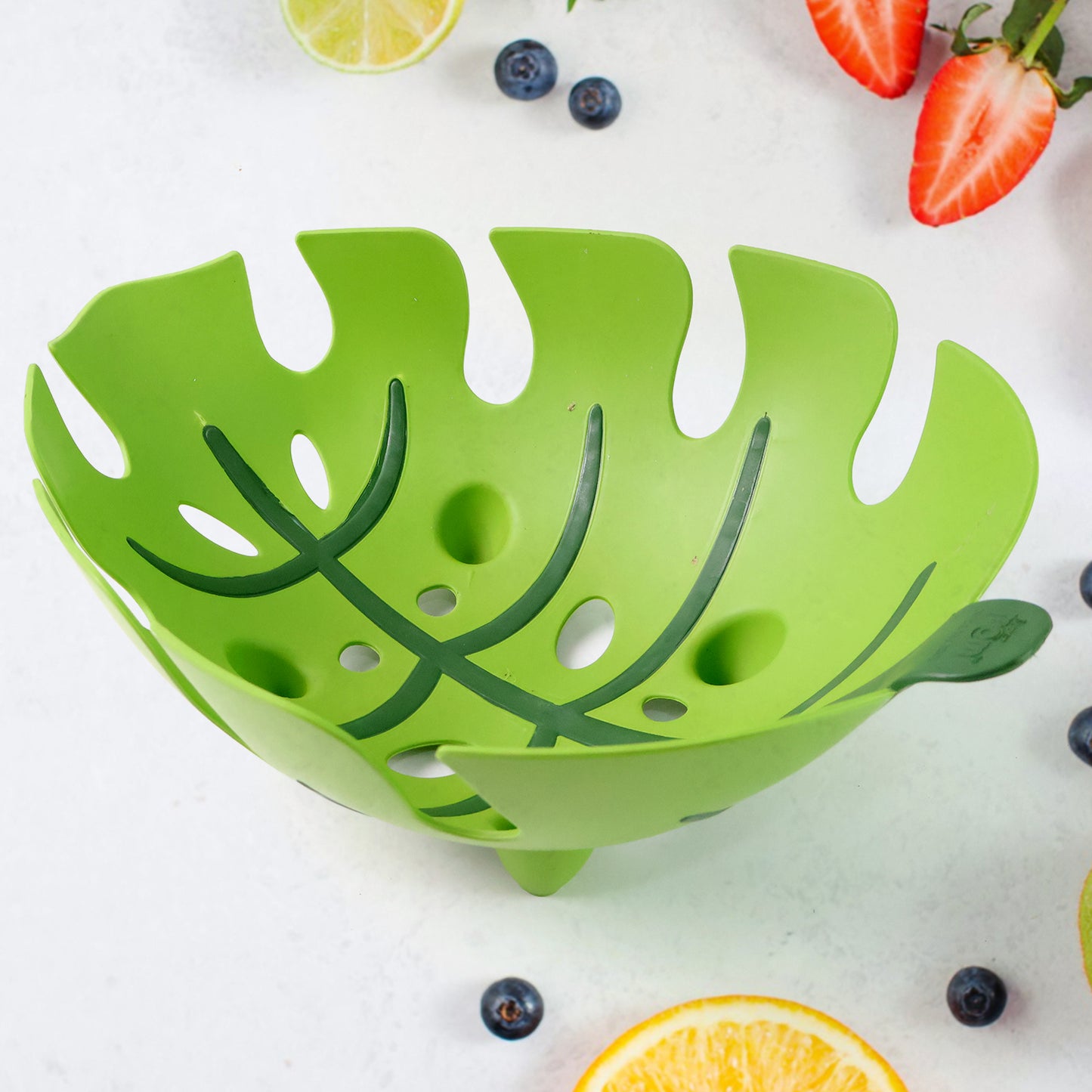 Leaf Design Plastic Fruit Basket - 1 Pc Green Kitchen Organizer - Happy Price - Image 6