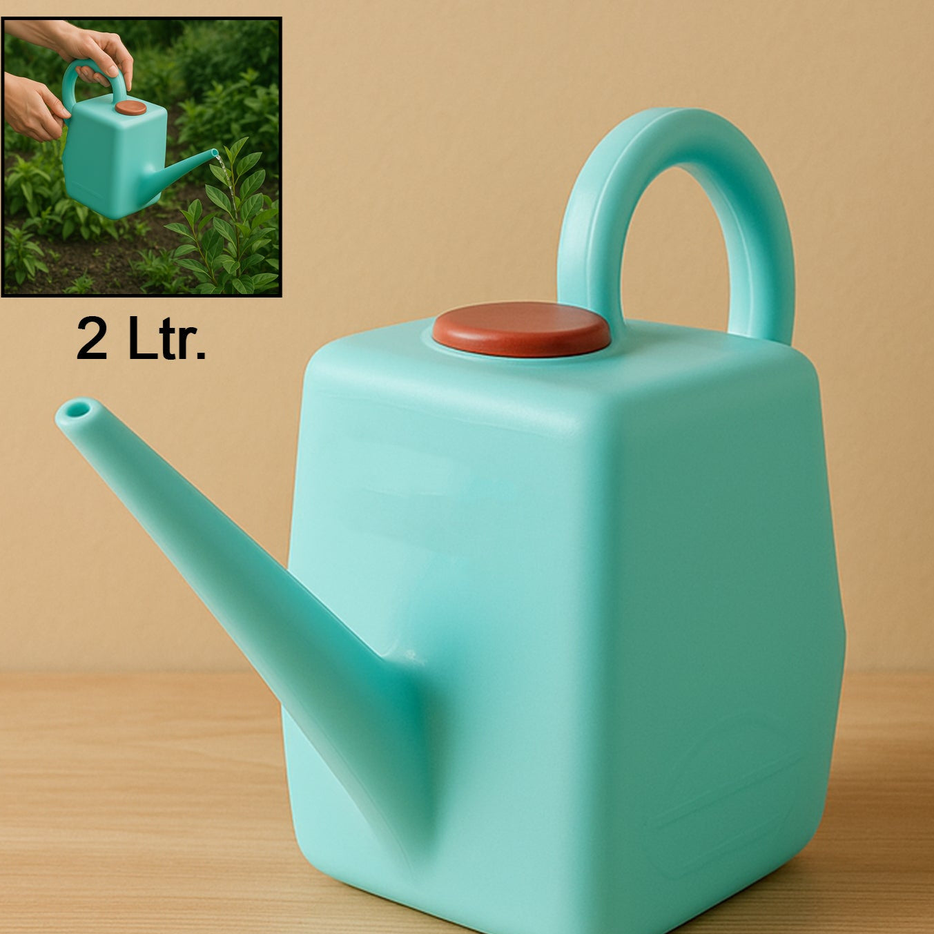 2 Litre Heavy-duty Plastic Gardening Watering Can With Long Spout  Ergonomic Handle - Happy Price - Image 1