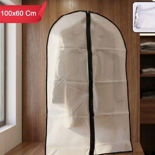 Large Transparent Garment Cover with Zipper - 100 x 60 cm, 1 Pc - Happy Price - Image 1