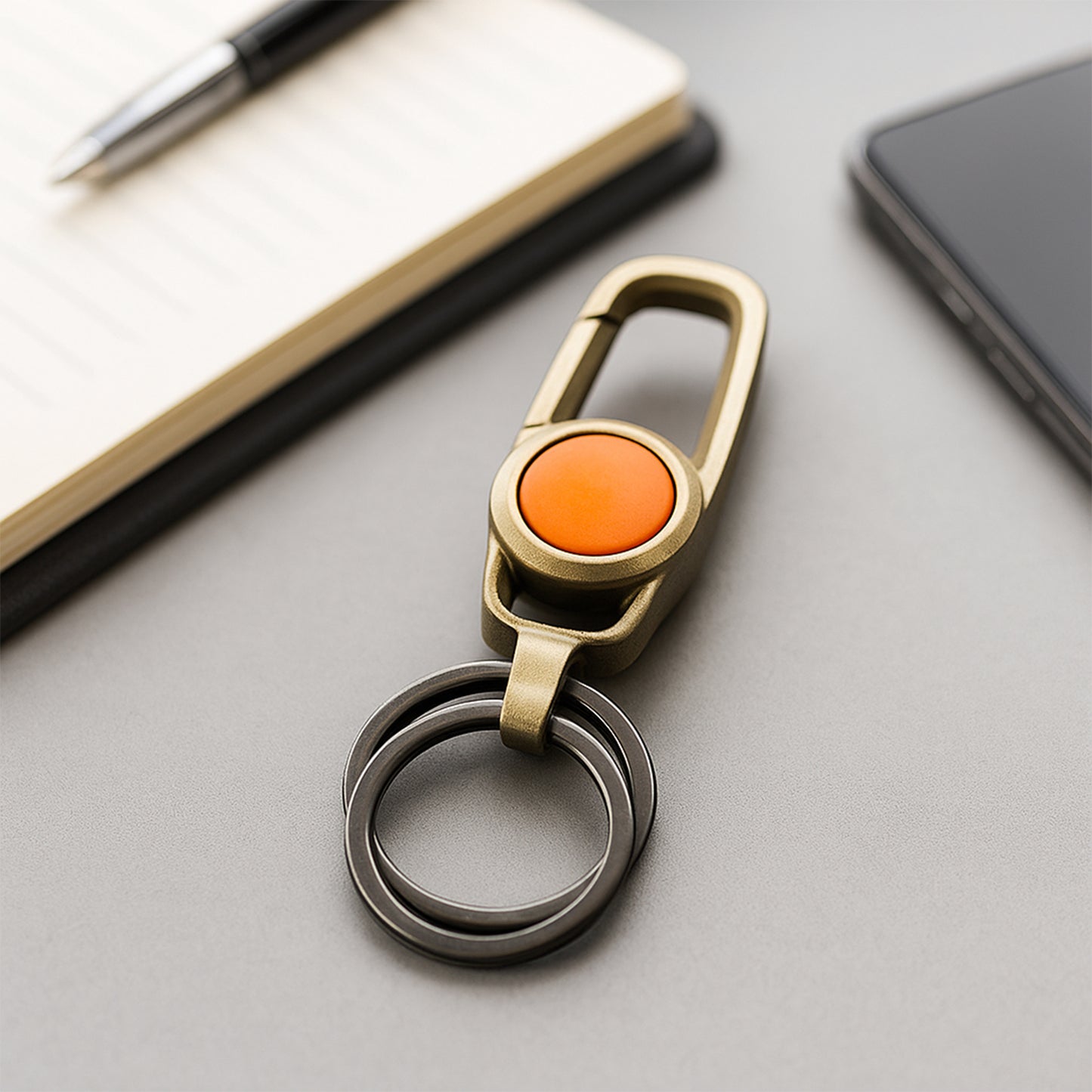 Premium Metal Keychain Carabiner Clip Hook With Dual Key Rings (1 Pc)