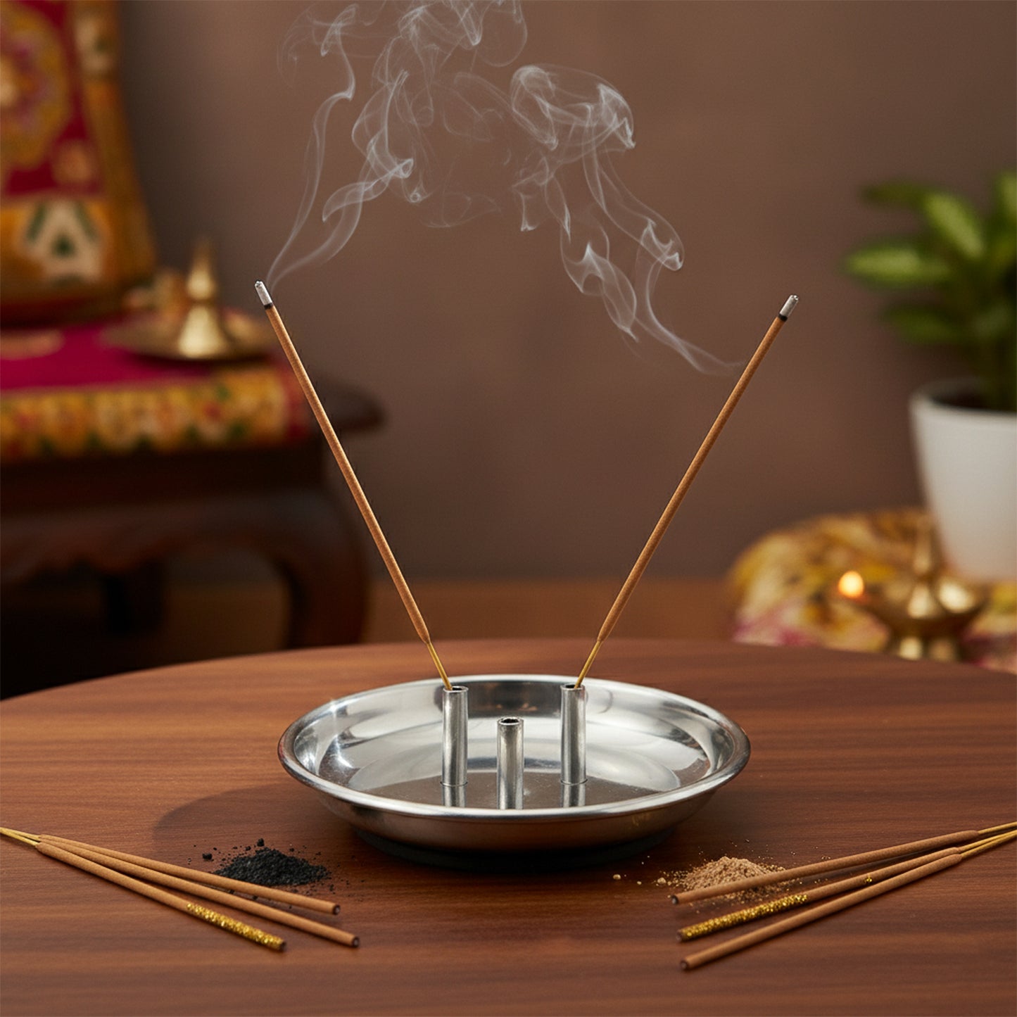 Stainless Steel Agarbatti Stand with 3 Stick Holder & Ash Catcher - 1 Pc - Happy Price - Image 5