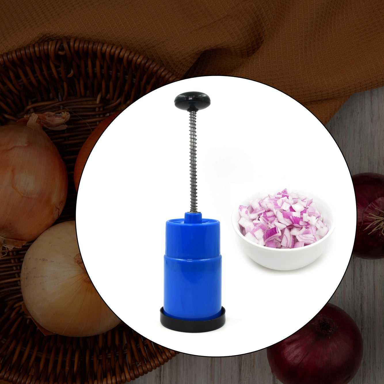 Onion Vegetable Hand Press Cutting Chopper (1 Pc  Mix Color) - Happy Price - Image 1