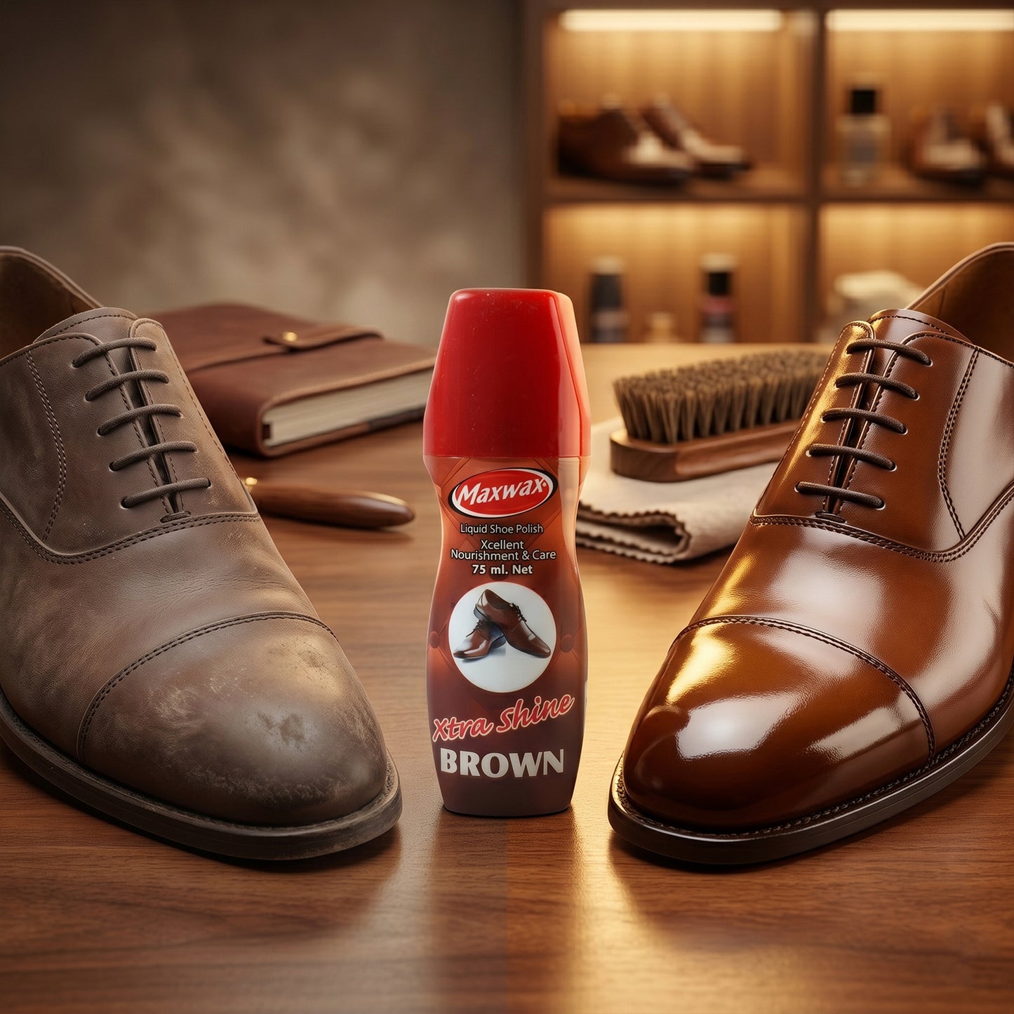 Maxwax Brown Liquid Shoe Polish (1 Pc 75 Ml)