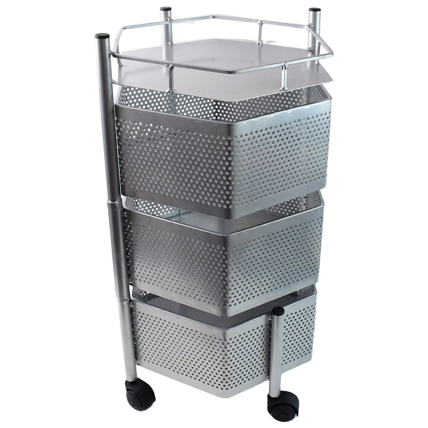 Premium 3-Layer Hexagon Kitchen Storage Trolley with Wheels (1 Pc) - Happy Price - Image 2