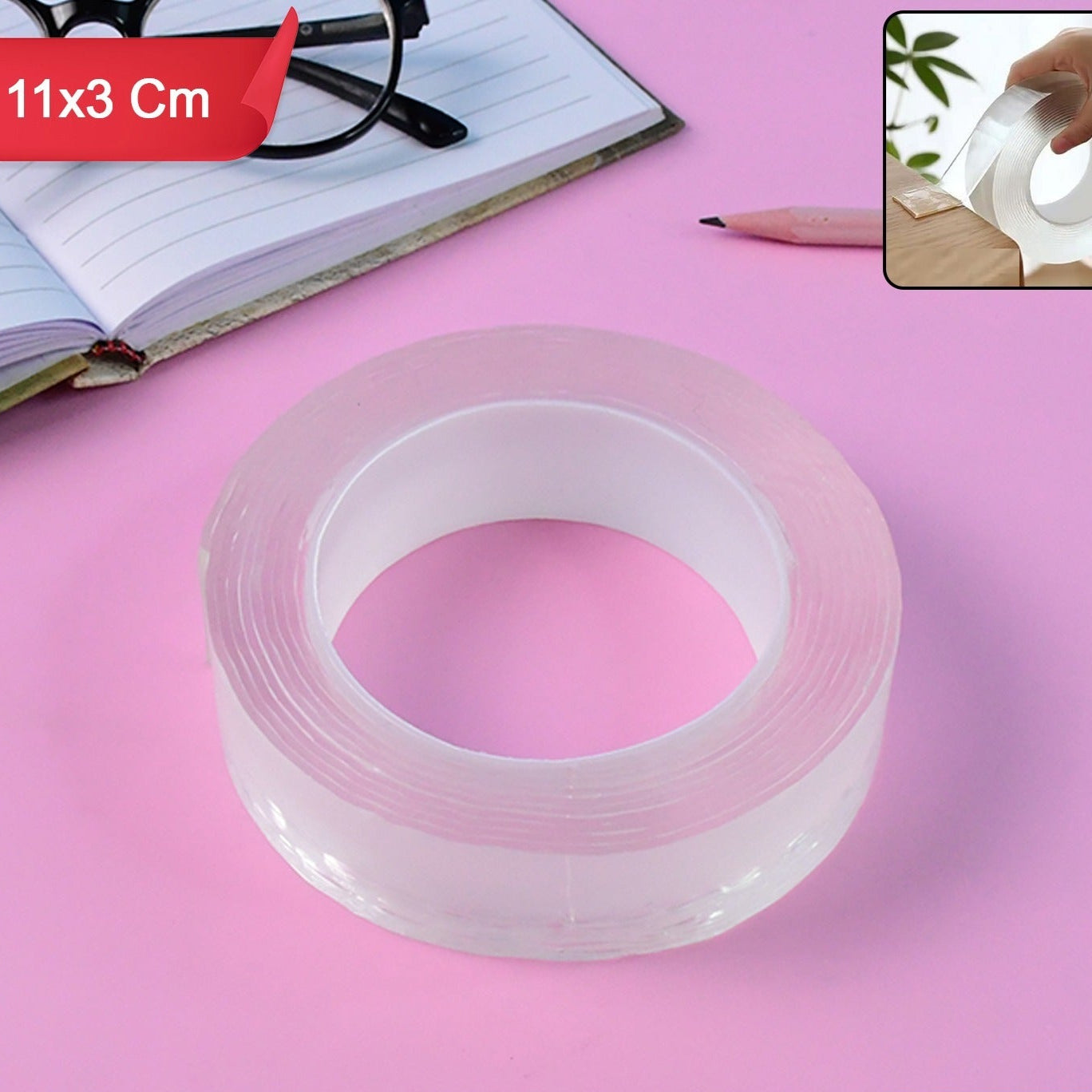 Reusable Transparent Nano Gel Mounting Tape - Strong Double-Sided Adhesive for Home & Office - Happy Price - Image 1