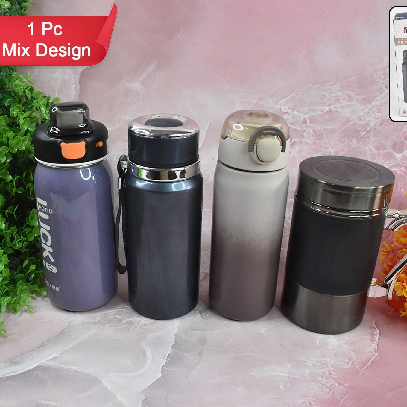 Stainless Steel Insulated Water Bottle - 600ml Approx, Leak-Proof with Straw - Happy Price - Image 1