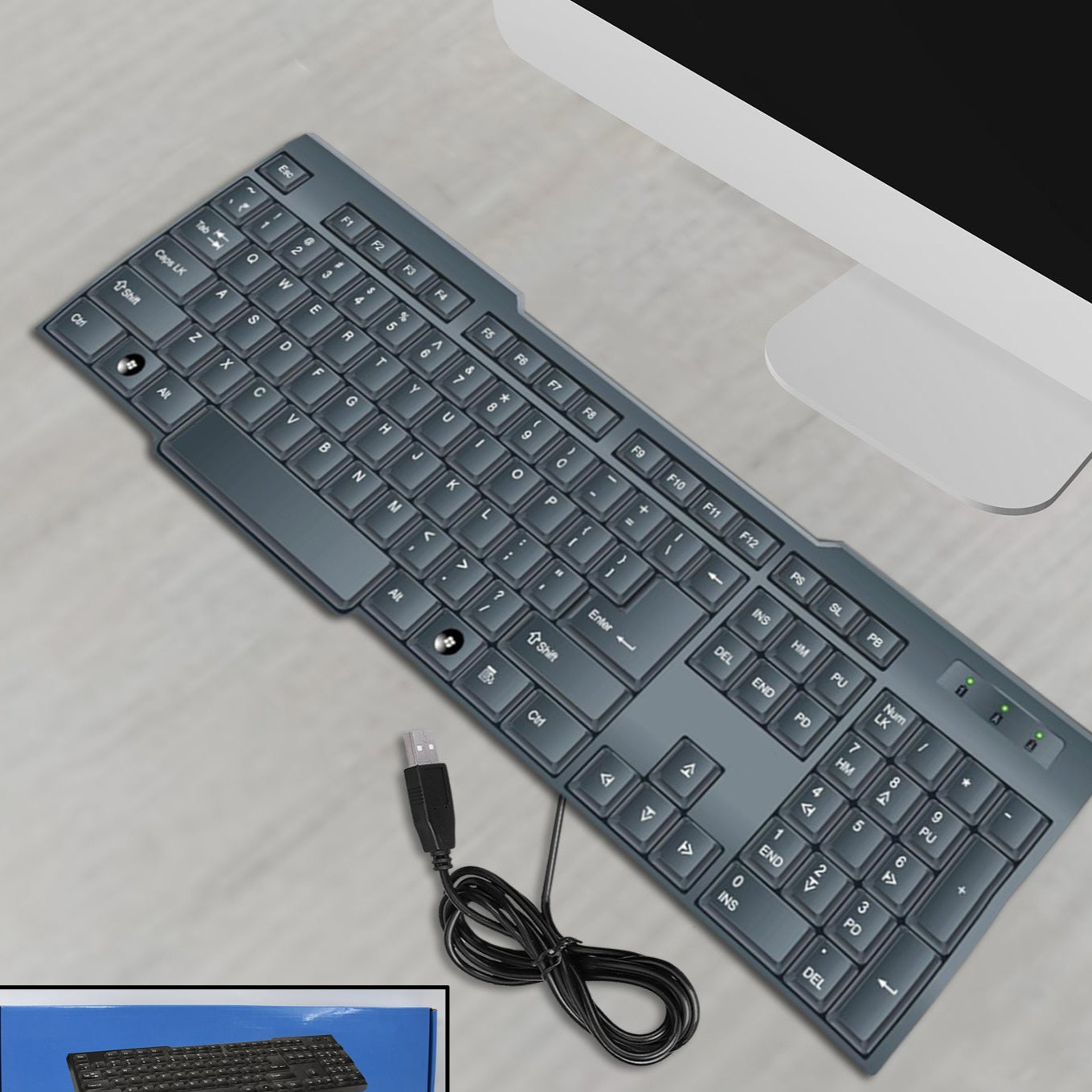 Wired Usb Keyboard 104 Keys (1 Pc) - Happy Price - Image 1