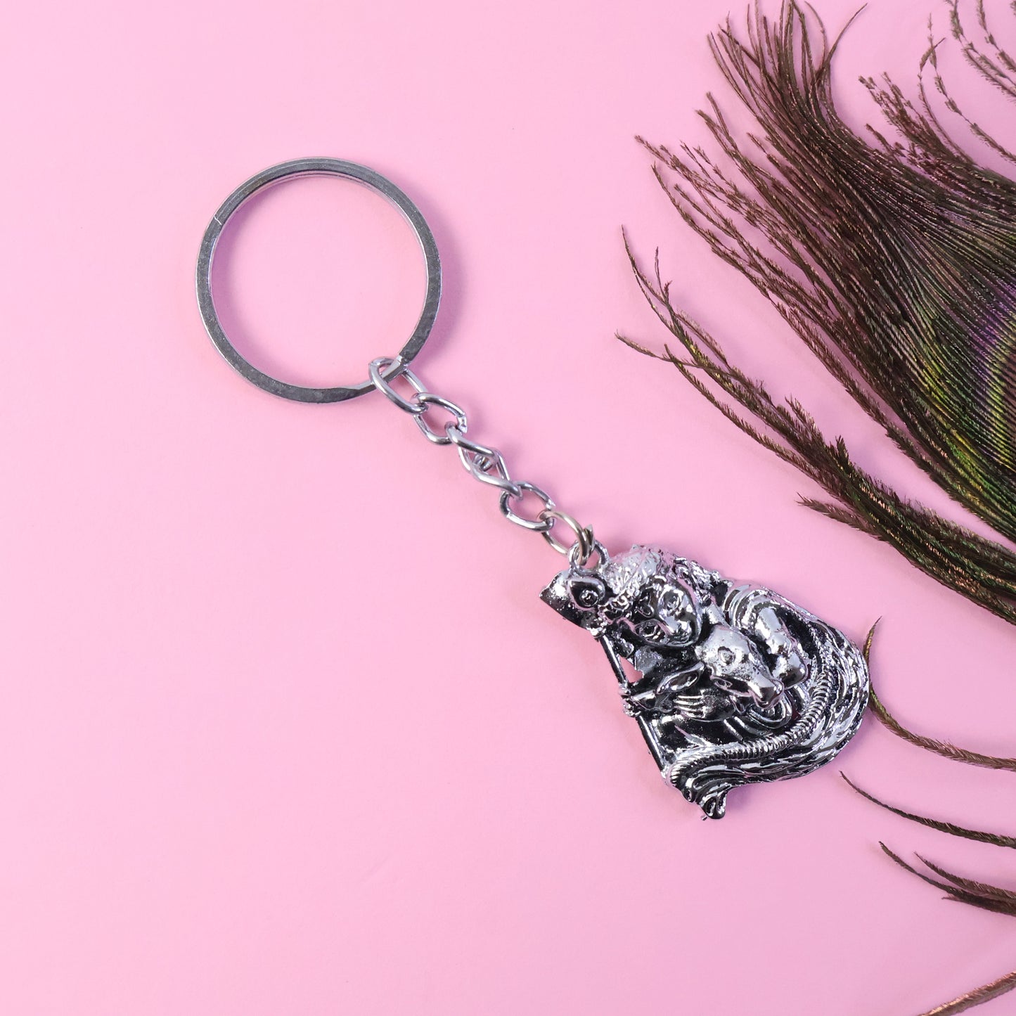 Silver Finish Metal Bal Krishna Idol Keychain (1 Pc) - Happy Price - Image 4