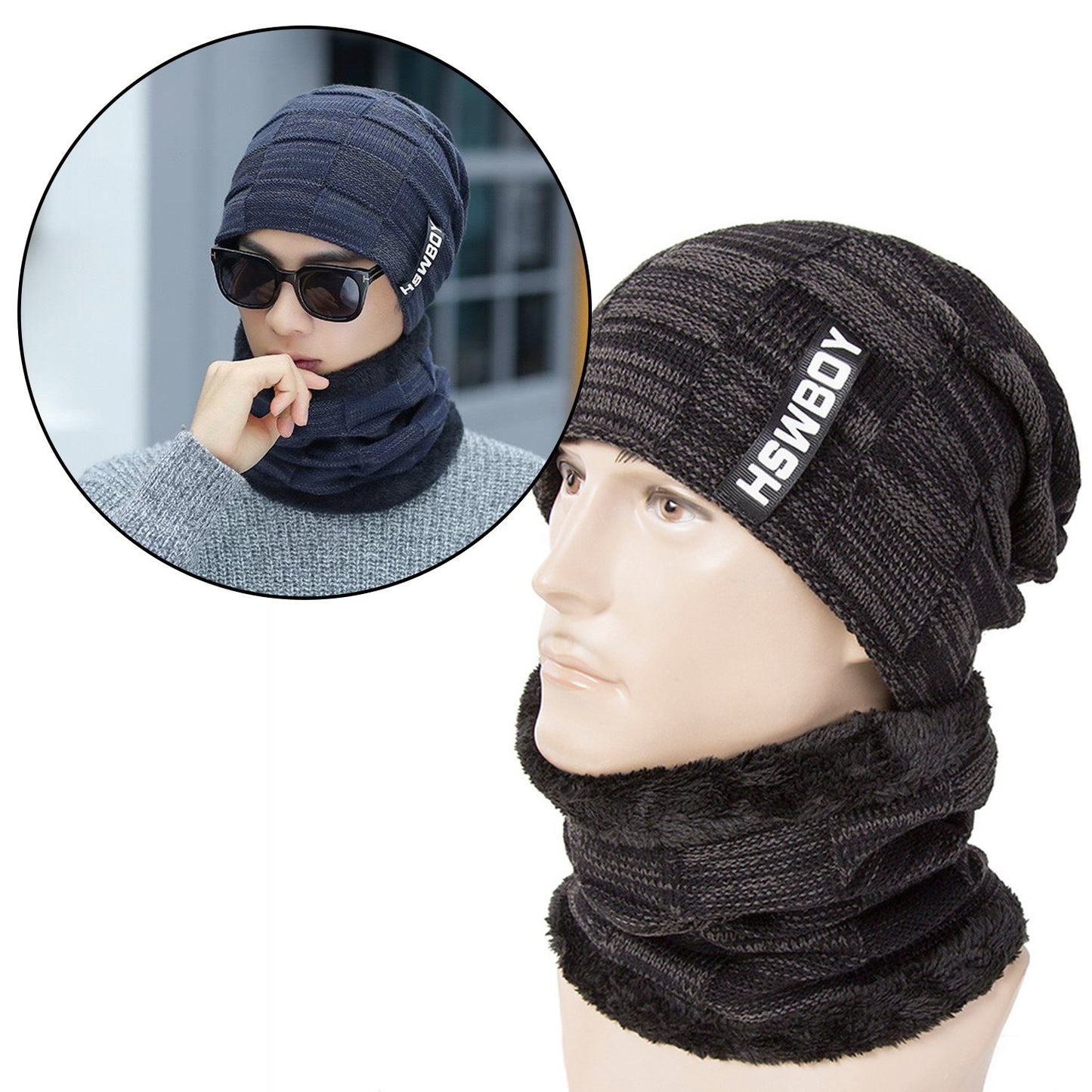 Soft Woollen Beanie Cap and Muffler Set for Men & Women - Happy Price - Image 4