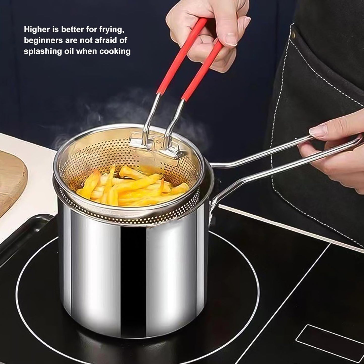 Small Deep Frying Pot With Strainer Basket (2 Pc Set) - Happy Price - Image 4