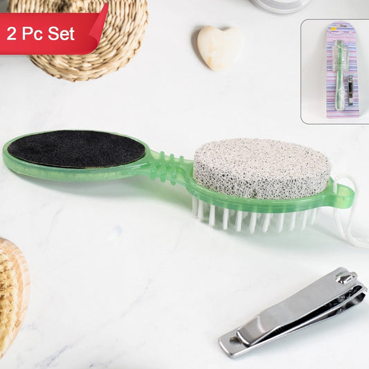 5 In 1 Pedicure Tool Pedicure Brush For Feet Foot Scrubber Foot File With Nail Cutter - Happy Price - Image 1