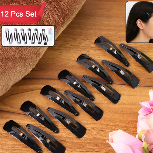 Metal Tik Tak Hair Clips - 12 Pcs Set for Women & Girls - Happy Price - Image 1