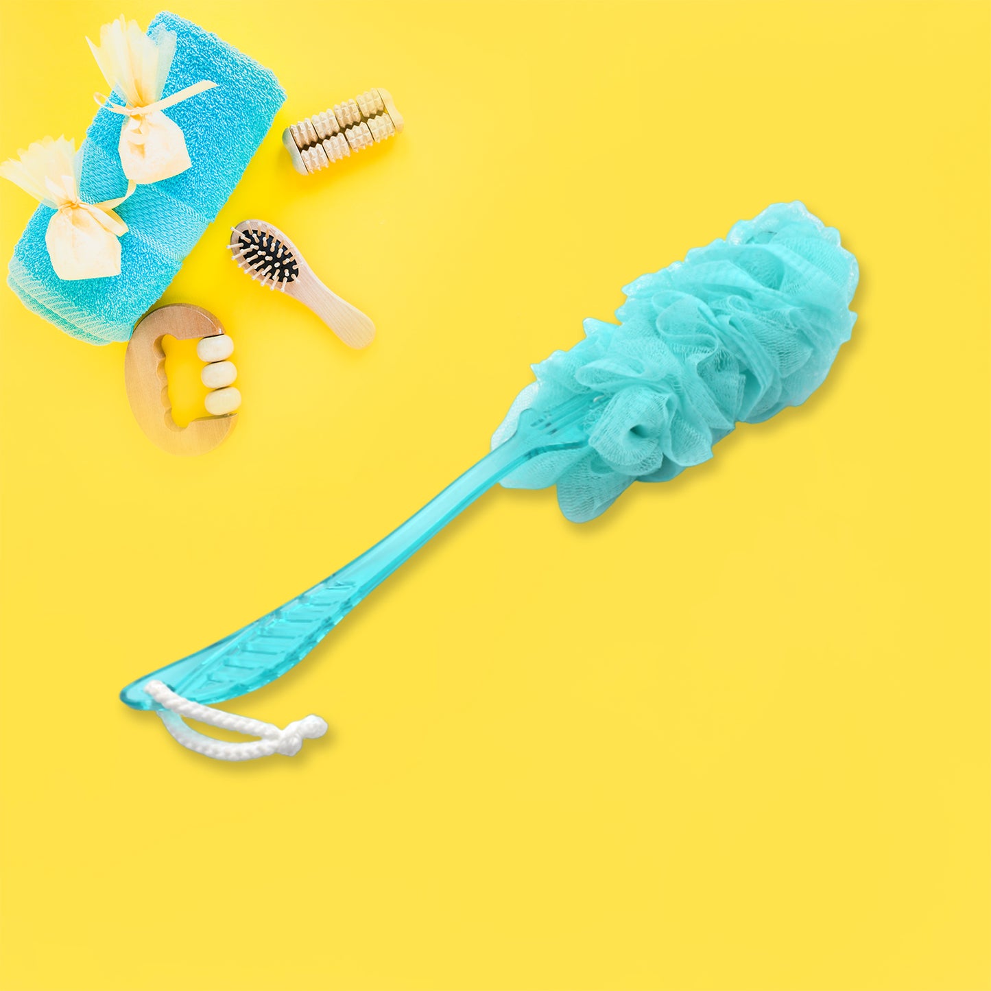 Loofah Back Scrubber For Shower Long Handle Bath Sponge Shower Brush Soft Nylon Mesh Back Cleaner Washer Body Bath Brush For Women And Men Bathroom Shower Accessories (45 Cm) - Happy Price - Image 3