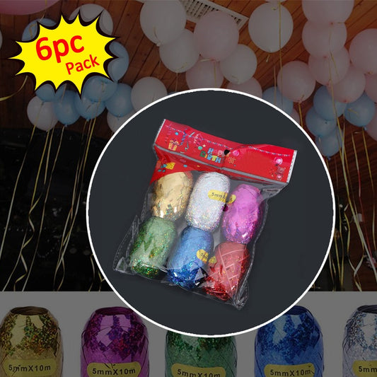 Multicolor Curling Ribbon Rolls for Gift Wrapping & Balloon Decor - 6 Pcs - Happy Price - Image 1