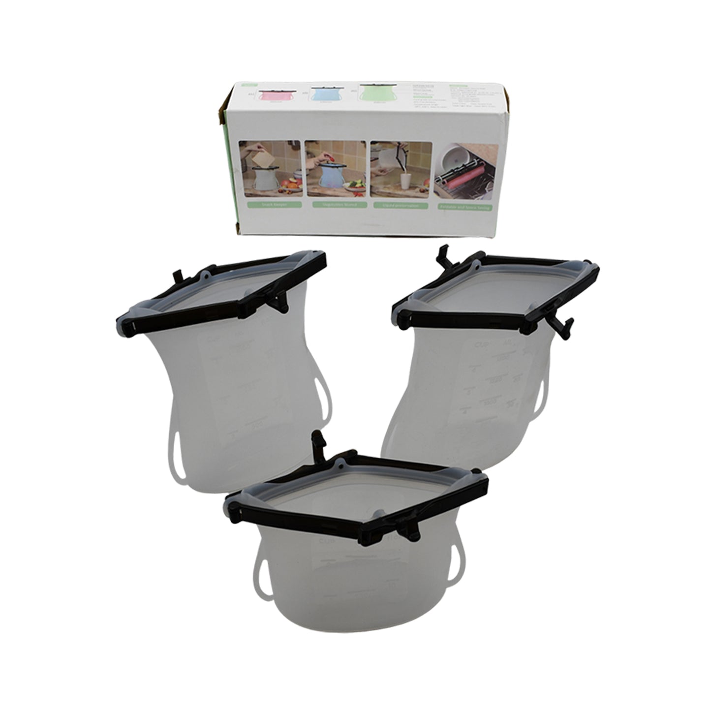 Reusable Silicone Food Storage Bag 3 Bag Set Leakproof Lock Reusable Flat Bottom Freezer Bags Sandwich Bags  Silicone Food Grade Kids Snack Bags  Bpa Free Microwave Dishwasher Safe - Happy Price - Image 4