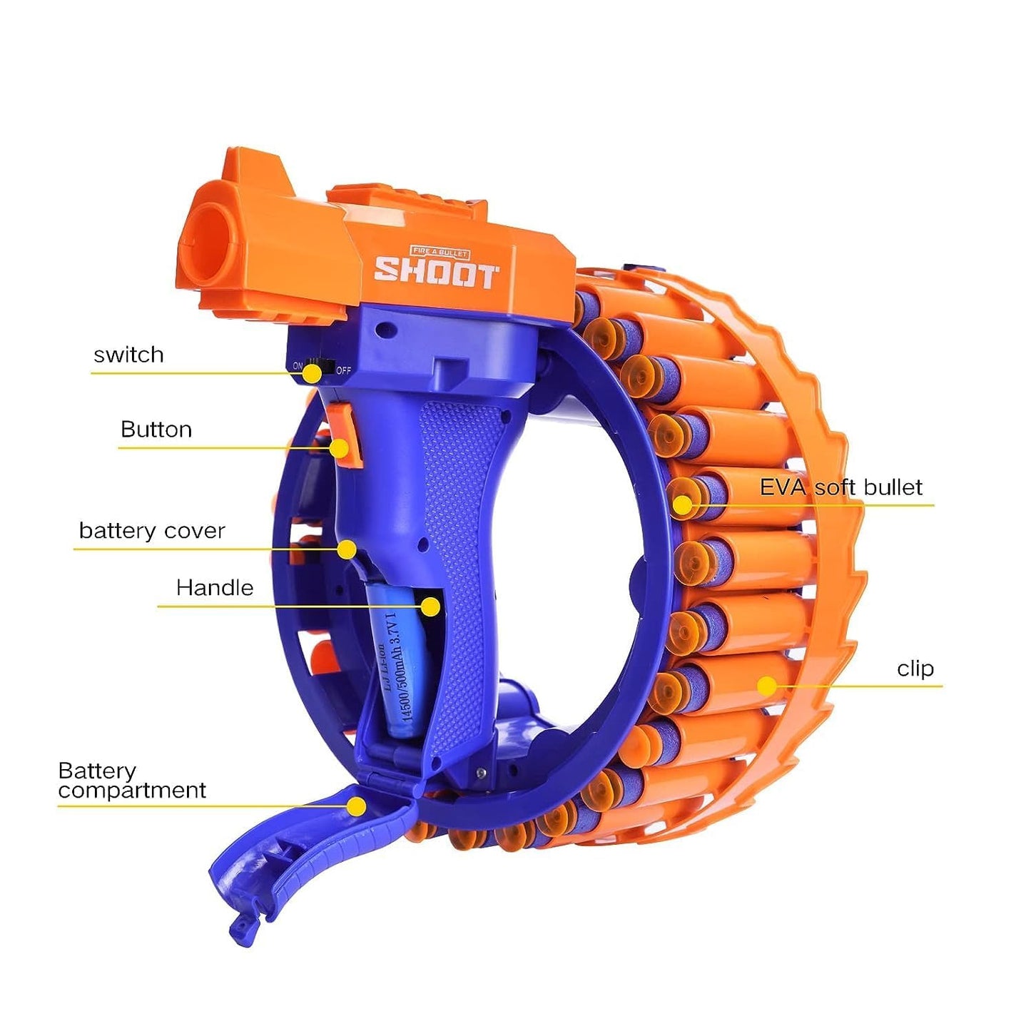 Amazing Toy Gun Electric Gun For Children 28 Soft Bullets For Youth Safety Childrens Electric Hand Ring Wheel Soft Bullet Gun Gift Toys - Happy Price - Image 6