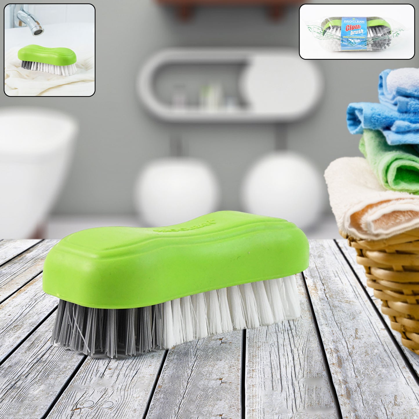 Pro Clean Multi-purpose Cloth Washing Brush With Plastic Handle (1 Pc) - Happy Price - Image 6