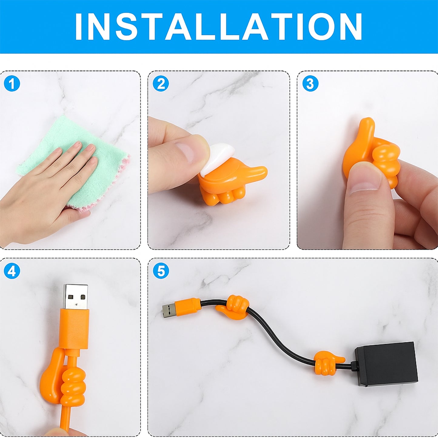 Orange Silicone Hand Shape Wall Hook for Keys & Cables - 1 Pc - Happy Price - Image 4