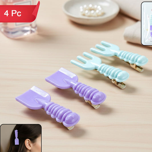 Cute Tool-Shape Decorative Hair Clips - 4 Pc Set for Girls & Women - Happy Price - Image 1