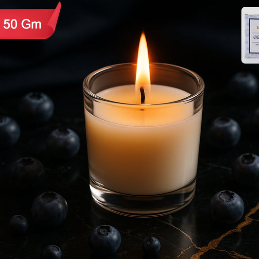 Inlief Blueberry Soy-Blend Votive Candle, 50 Gm (1 Pc) in Clear Glass Jar - Happy Price - Image 1