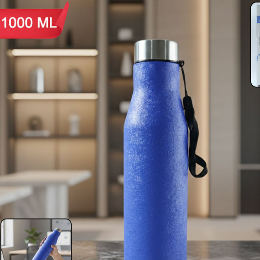 Classic Blue Stainless Steel Water Bottle - 1000 ML, 1 Pc - Happy Price - Image 1