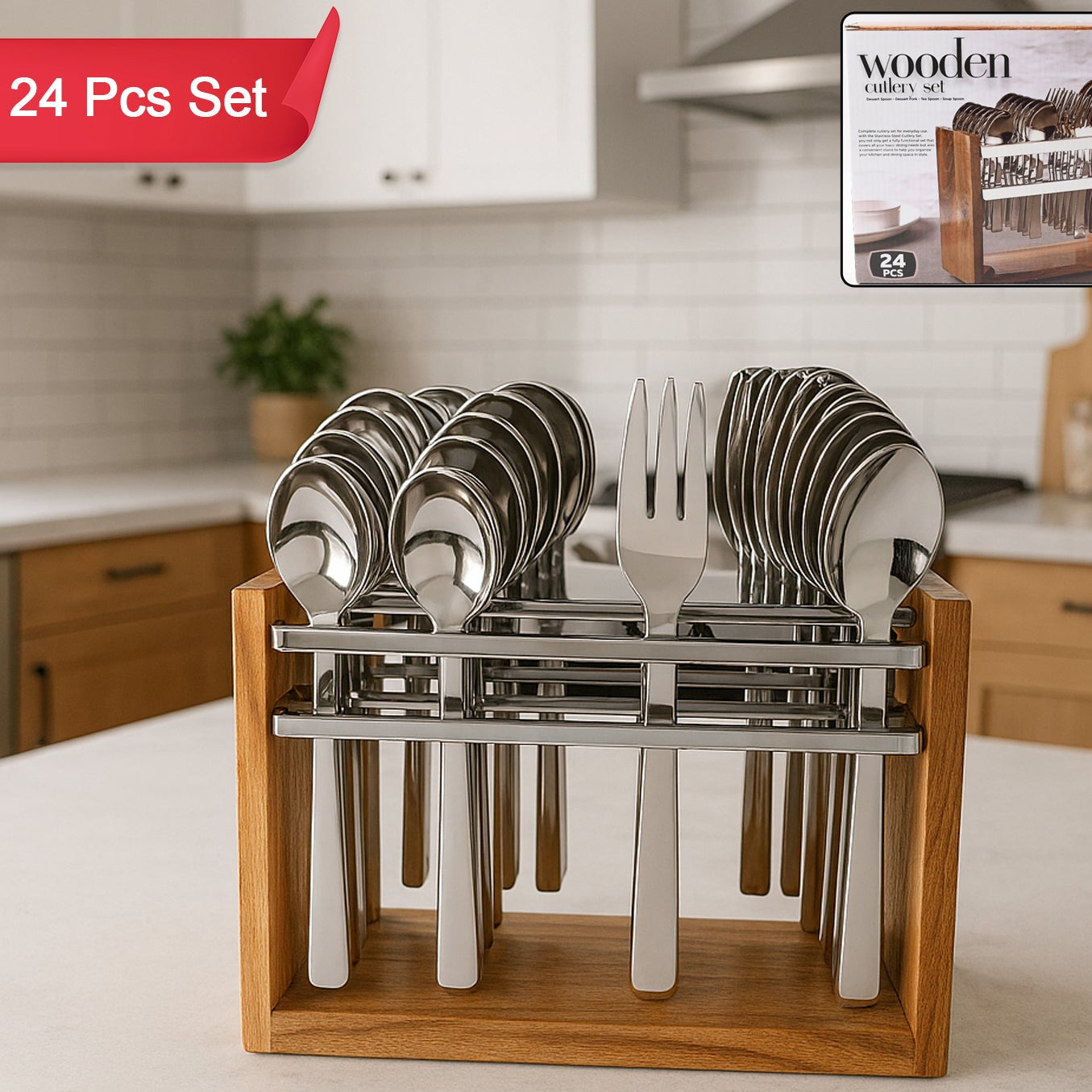 Apex Premium Stainless Steel Cutlery Set (24 Pc) - Happy Price - Image 1