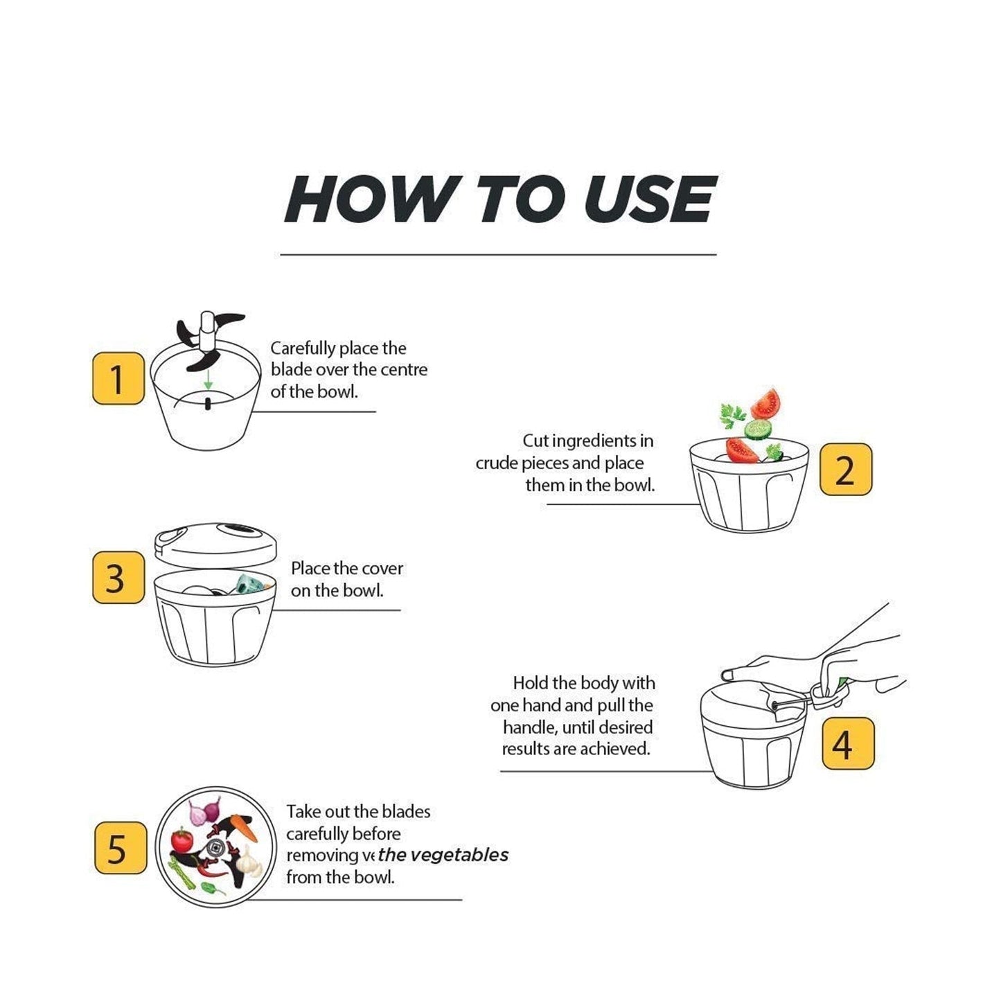 Manual Stainless Steel Compact Extra Sharp Hand Held Vegetable Chopperslicer With 5 Blades (750 Ml) - Happy Price - Image 4