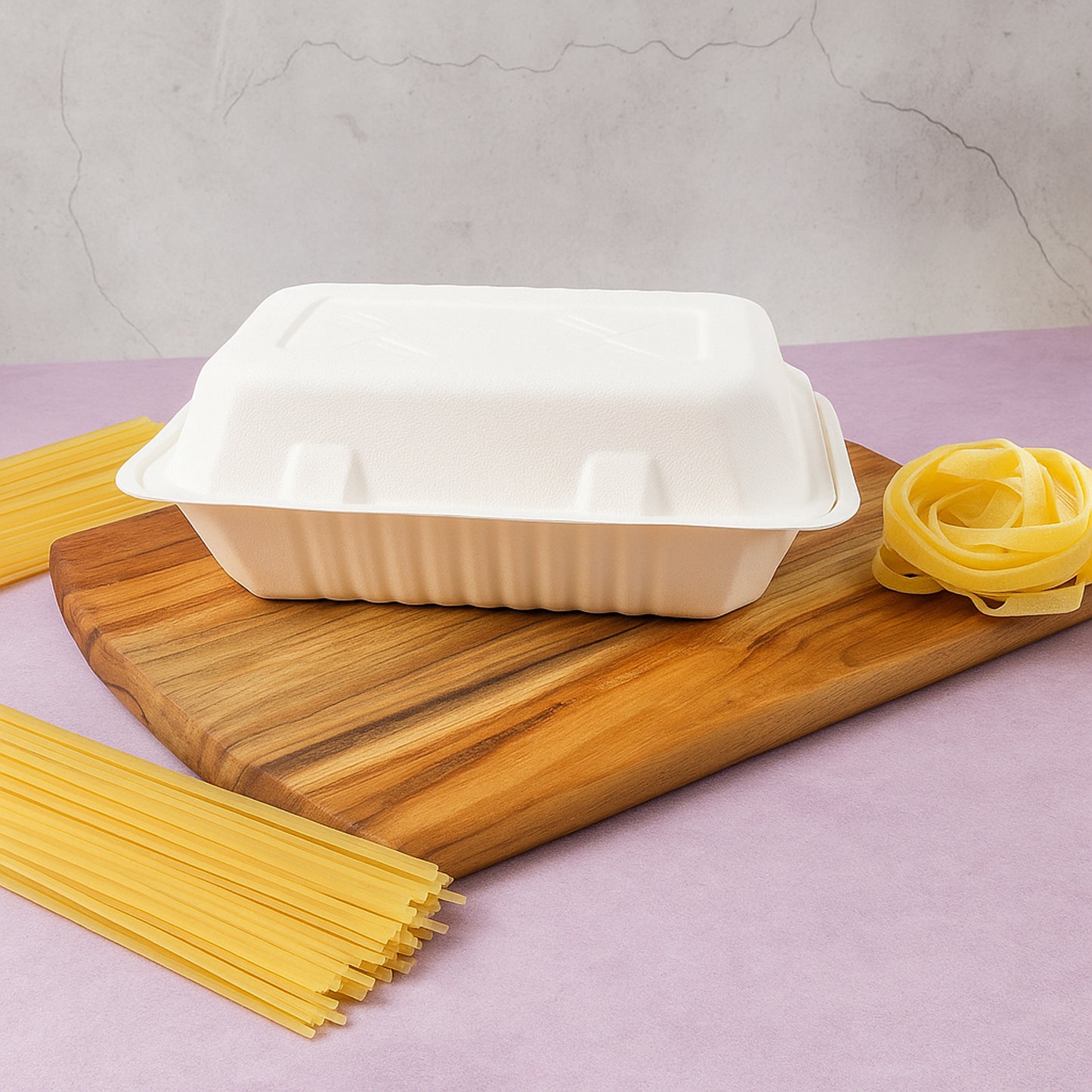 Compostable Bagasse Food Box with Hinged Lid - 9x6x3 Inch, 10 Pcs Pack - Happy Price - Image 3