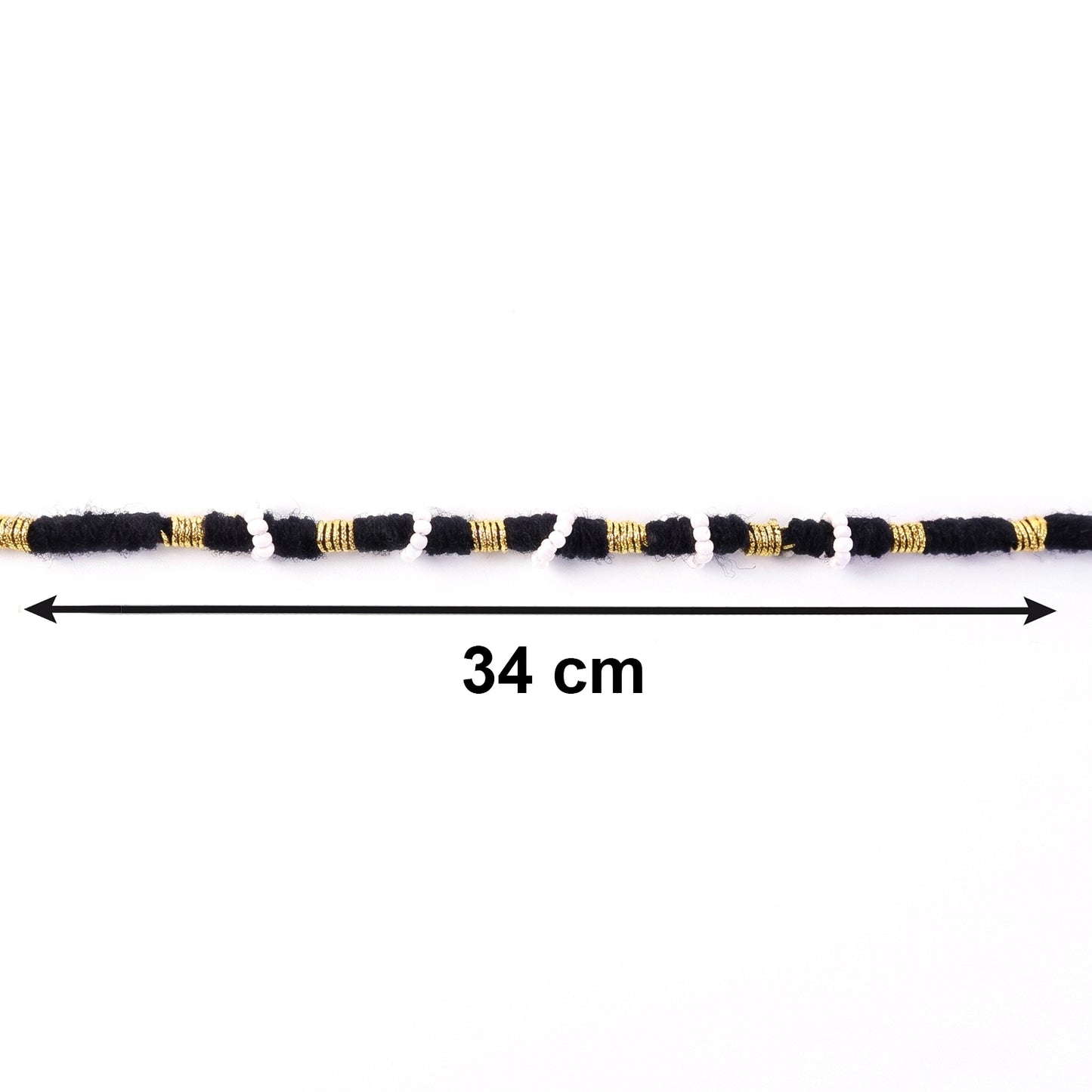 Handmade Black Rakhi Bracelet with White Beads (1 Pc) - Happy Price - Image 5