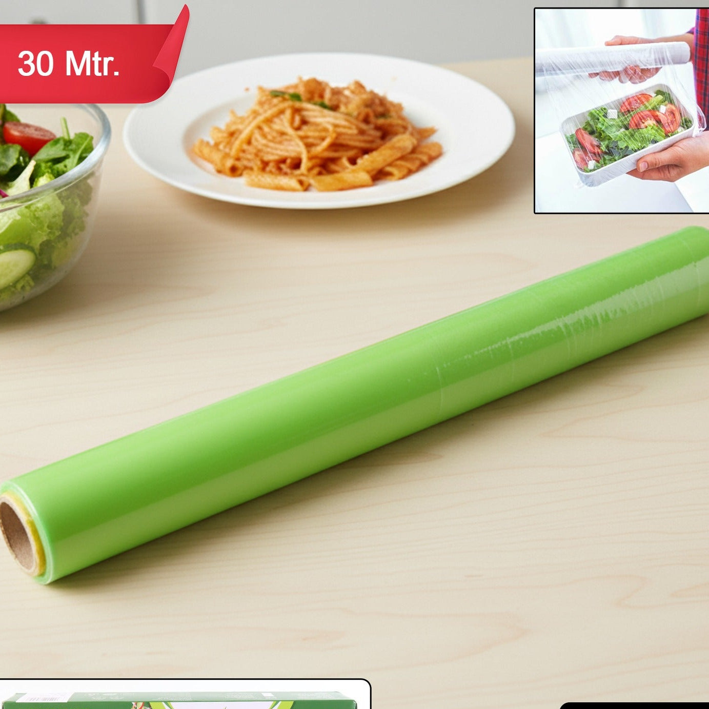 Biodegradable Cling Film Roll - 30 Metre Length, 300mm Width - Food Safe Stretch Wrap - Happy Price - Image 1