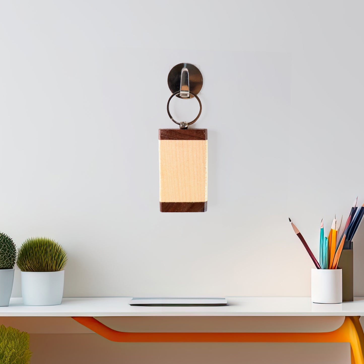 Premium Wooden Keychain With Dual Tone Finish (1 Pc) - Happy Price - Image 3