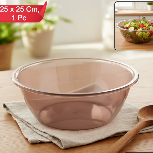 Clear Round Kitchen Bowl for Mixing & Serving - 25 cm, 1 Piece - Happy Price - Image 1