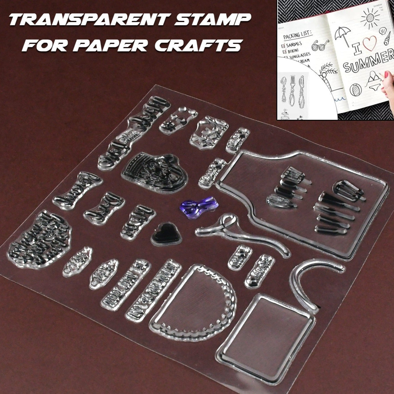 Reusable Rubber Stamp Tpr Stamp Diy Accessories Good Stamping Effect Diy Transparent Stamp Stick Repeatedly For Envelope For Diary For Invitation Letter Photo Album Decoration For Paper Crafts (Mix Design  1 Set) - Happy Price - Image 1