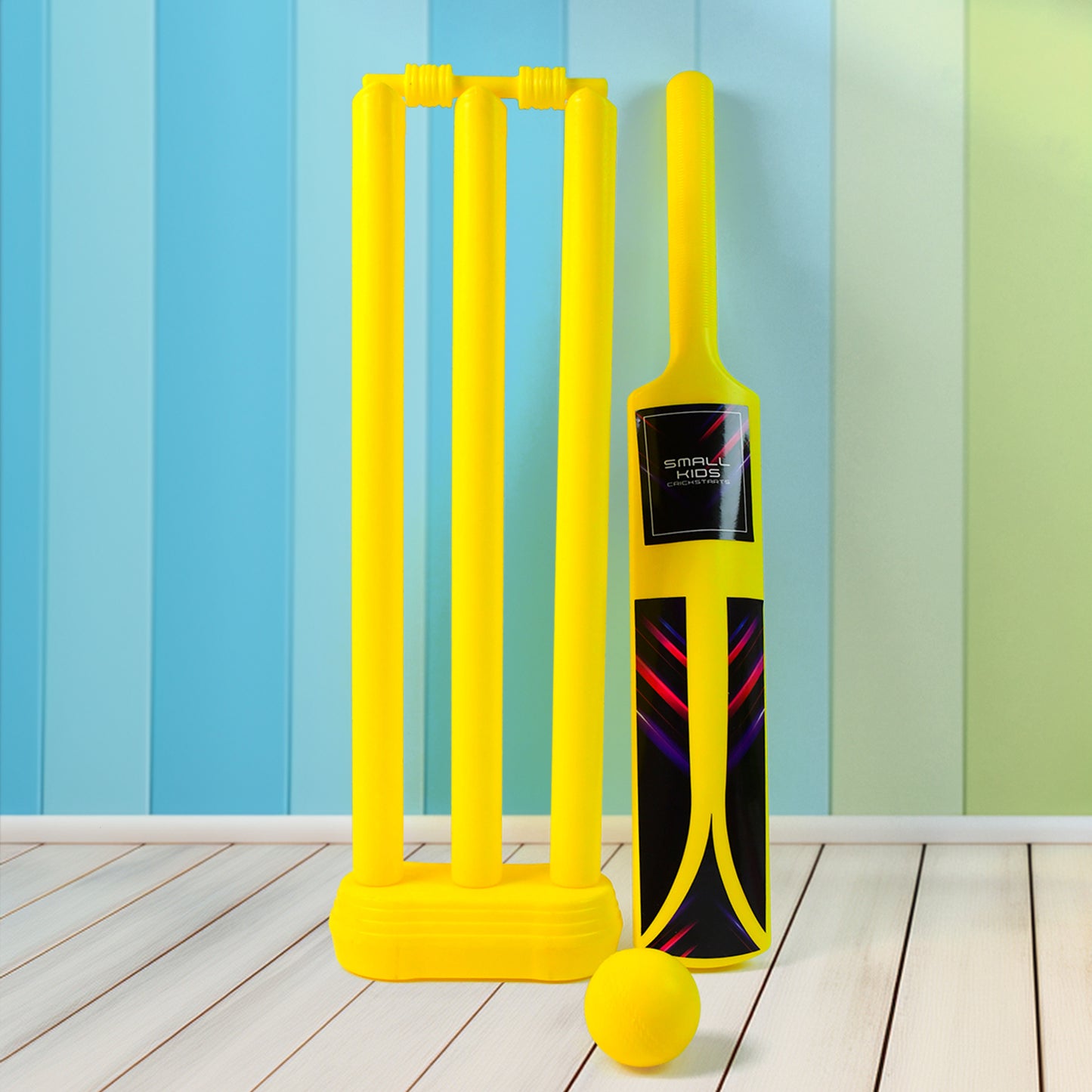 Small Cricket Kit For Boys  Girls Cricket Set With 1 Cricket Bat 1 Plastic Ball Bails 3 Stumps With Stand Base - Happy Price - Image 2